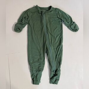 Guisby Zip Up Bamboo Super Soft Green Long Sleeve Converted Footed Pajamas Sz NB